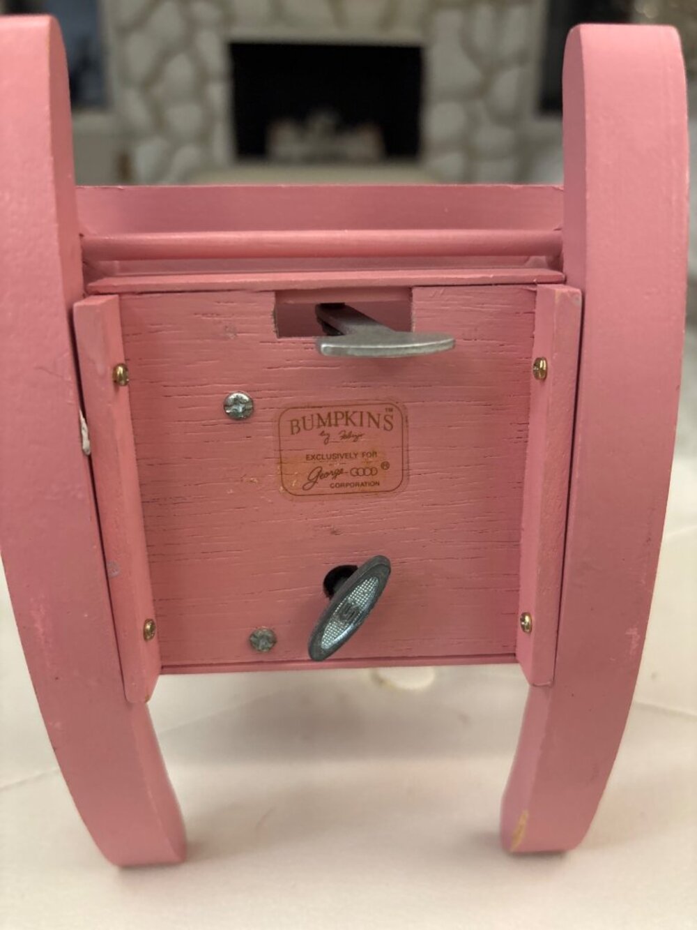 Vintage Bumpkins Fabrizio George Good Pink Wood Rocking Chair Wind Up Music Box - Picture 11 of 16